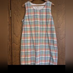 LL Bean Size 14 petite plaid summer shift dress